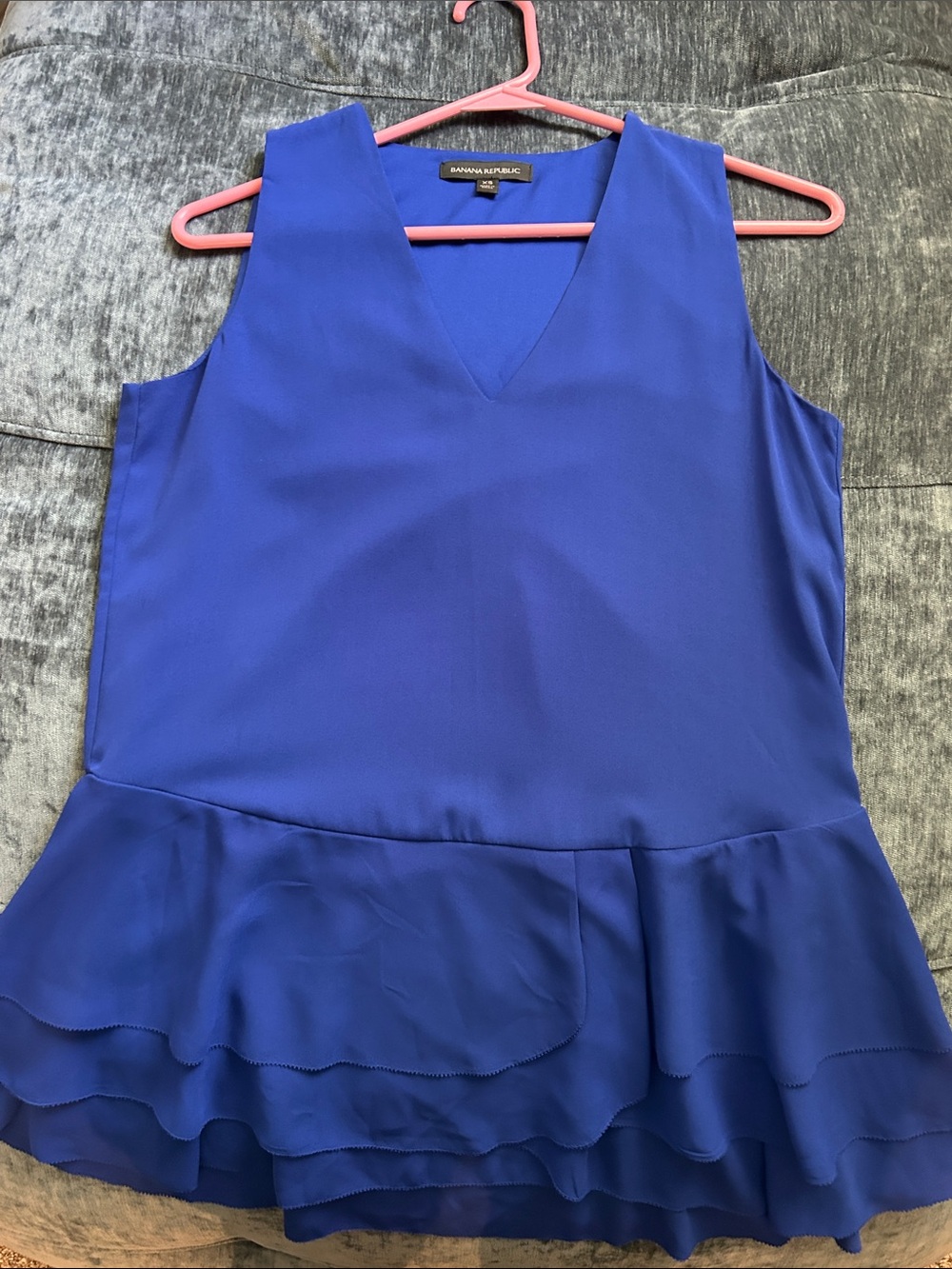 Banana Republic Cobalt Blue Sleeveless Peplum V-Neck Top